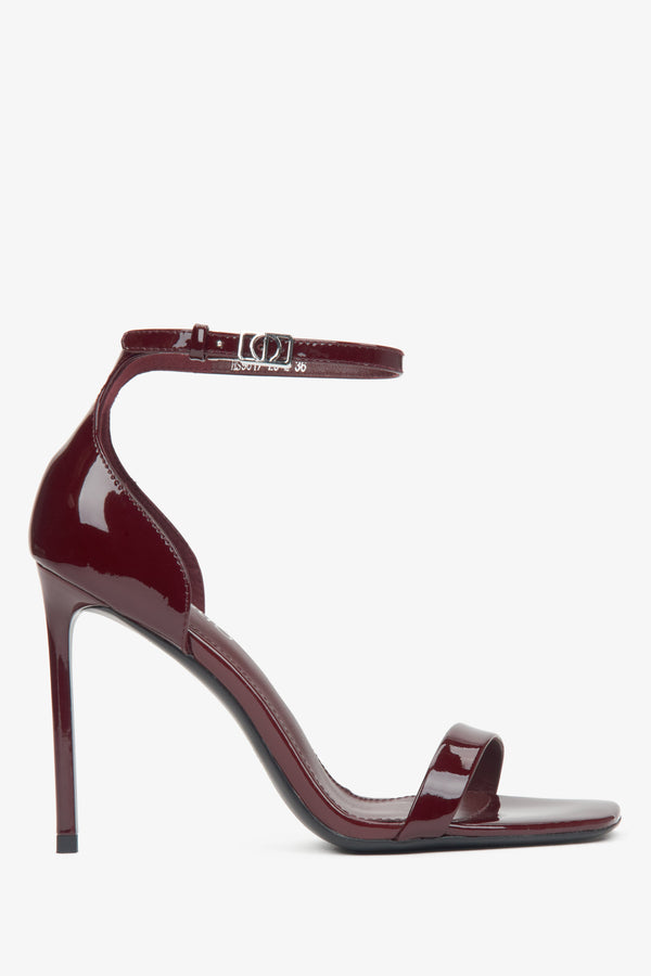 Women s Burgundy Heeled Sandals made of Genuine Patent Leather Estro ER00116580