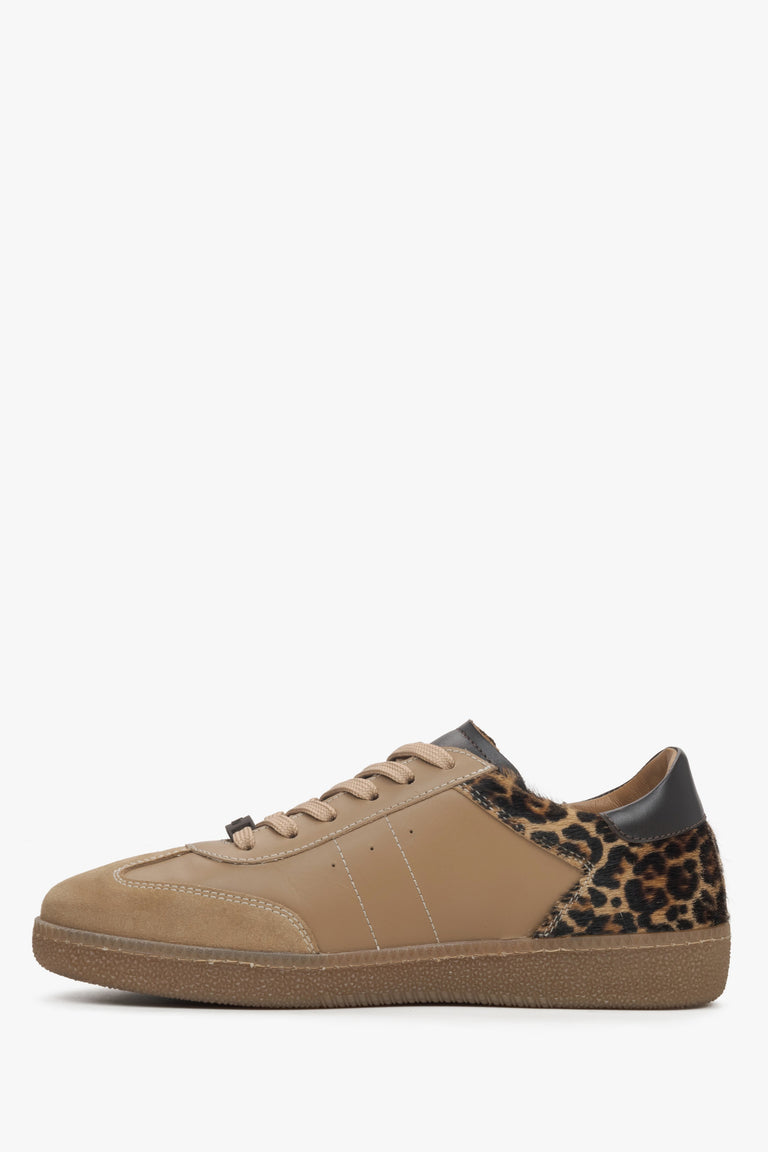 Women's leather Estro sneakers in light brown - shoe profile.