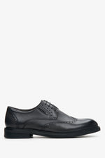 Men's Black Leather Brogues with Decorative Perforation Estro ER00114370.