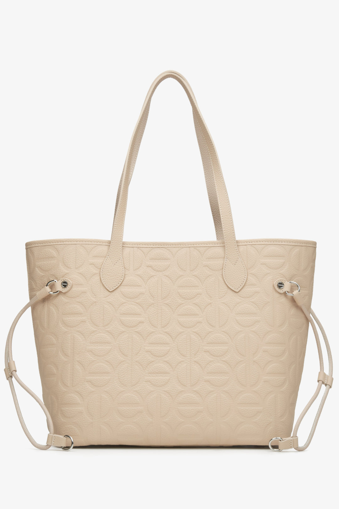 Women's Beige Leather Shopper Bag Estro ER00115046.