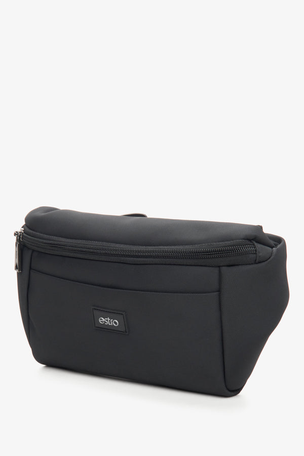 Spacious men's  black waist bag by Estro.