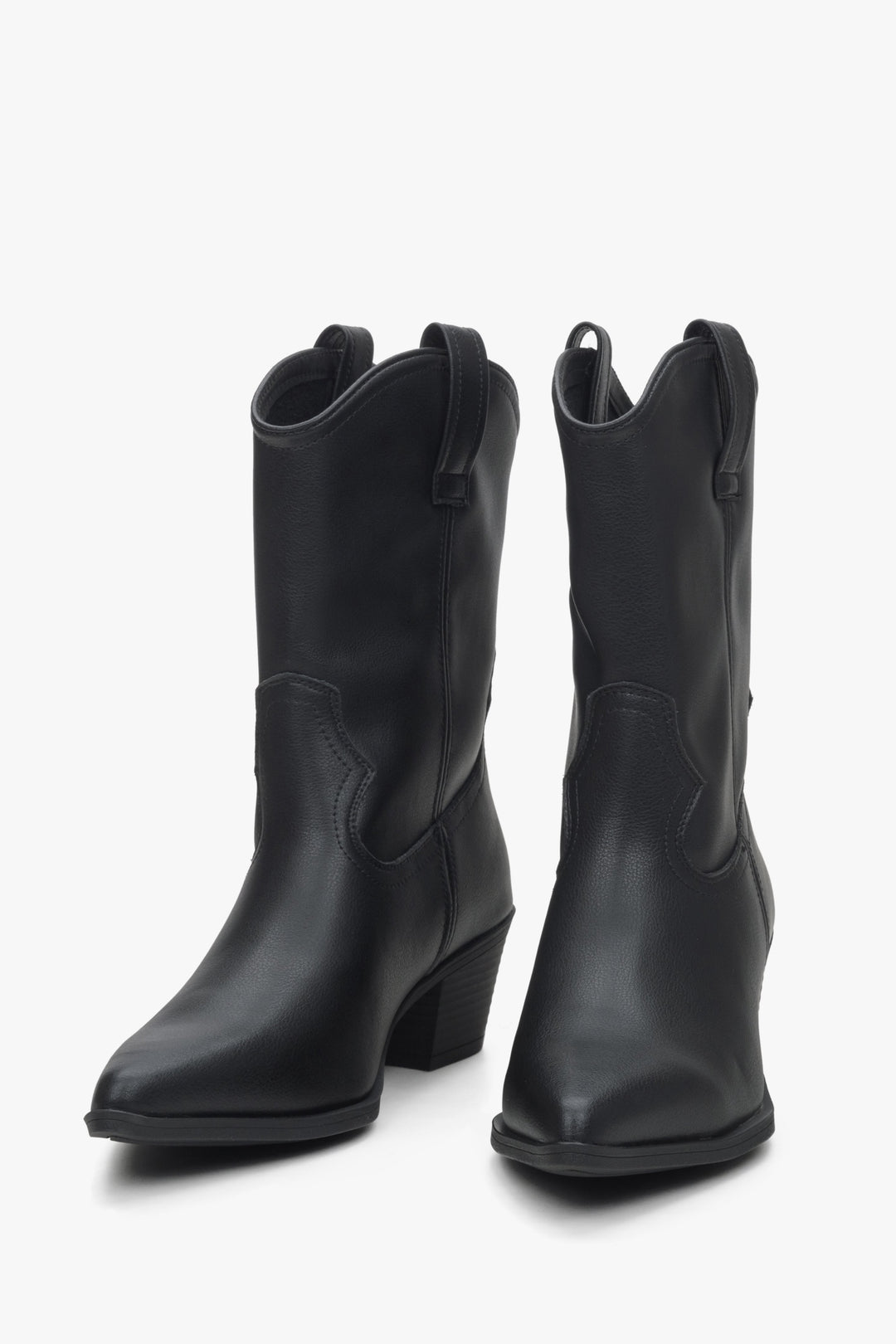 Women's Cowboy black low-cut boots by Estro - perfect for spring.