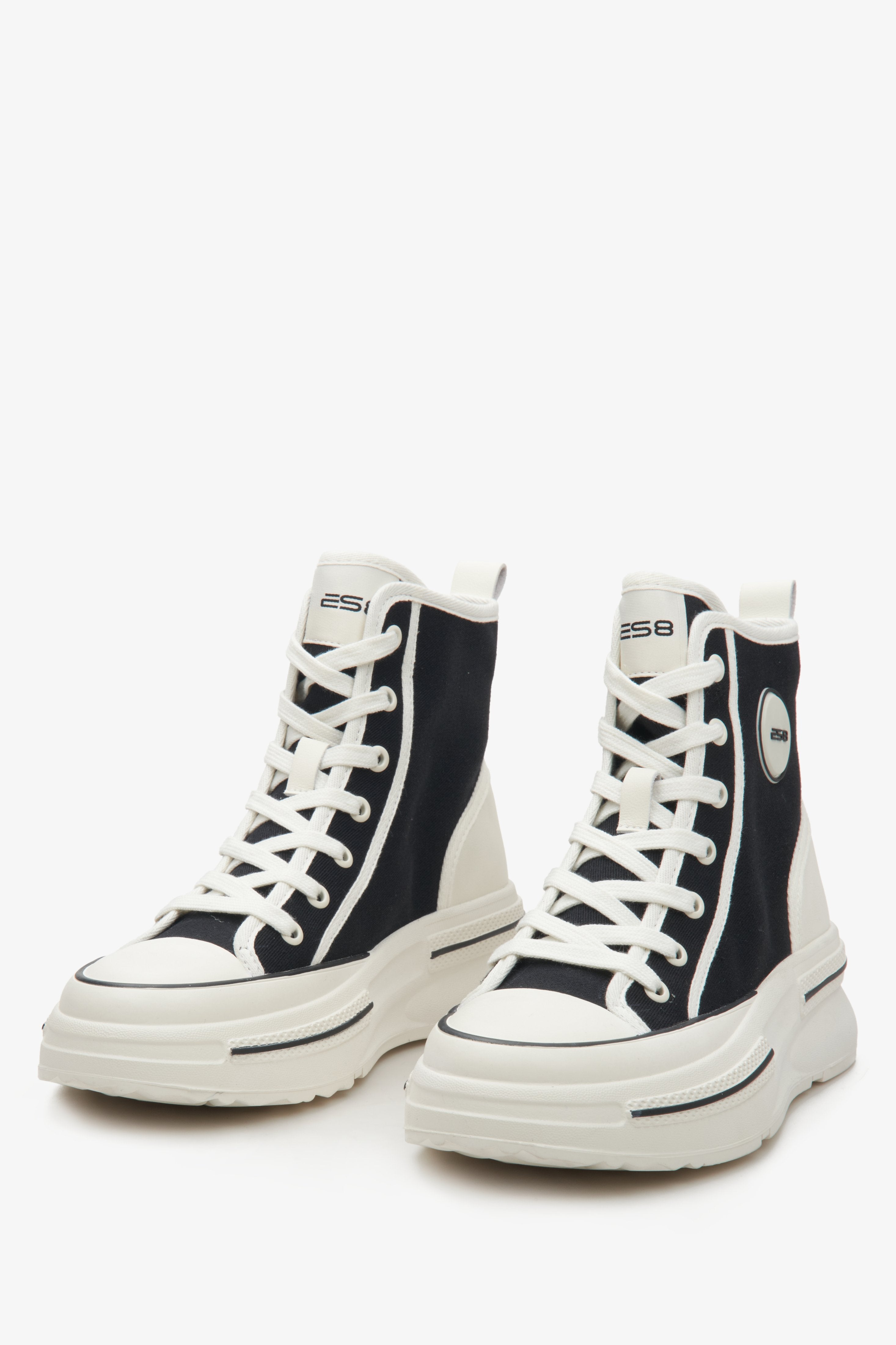 Women's textile high-top sneakers in black ES 8.