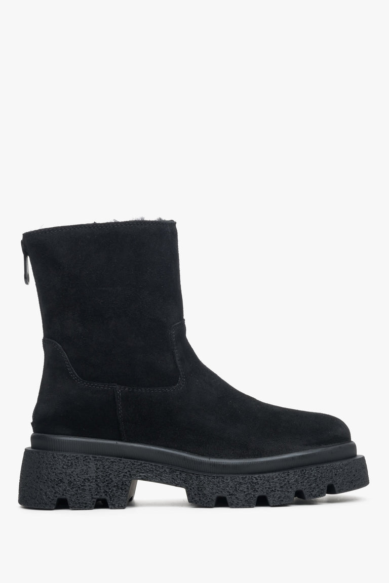 Women's Black Velour Ankle Boots for Winter Estro ER00113908