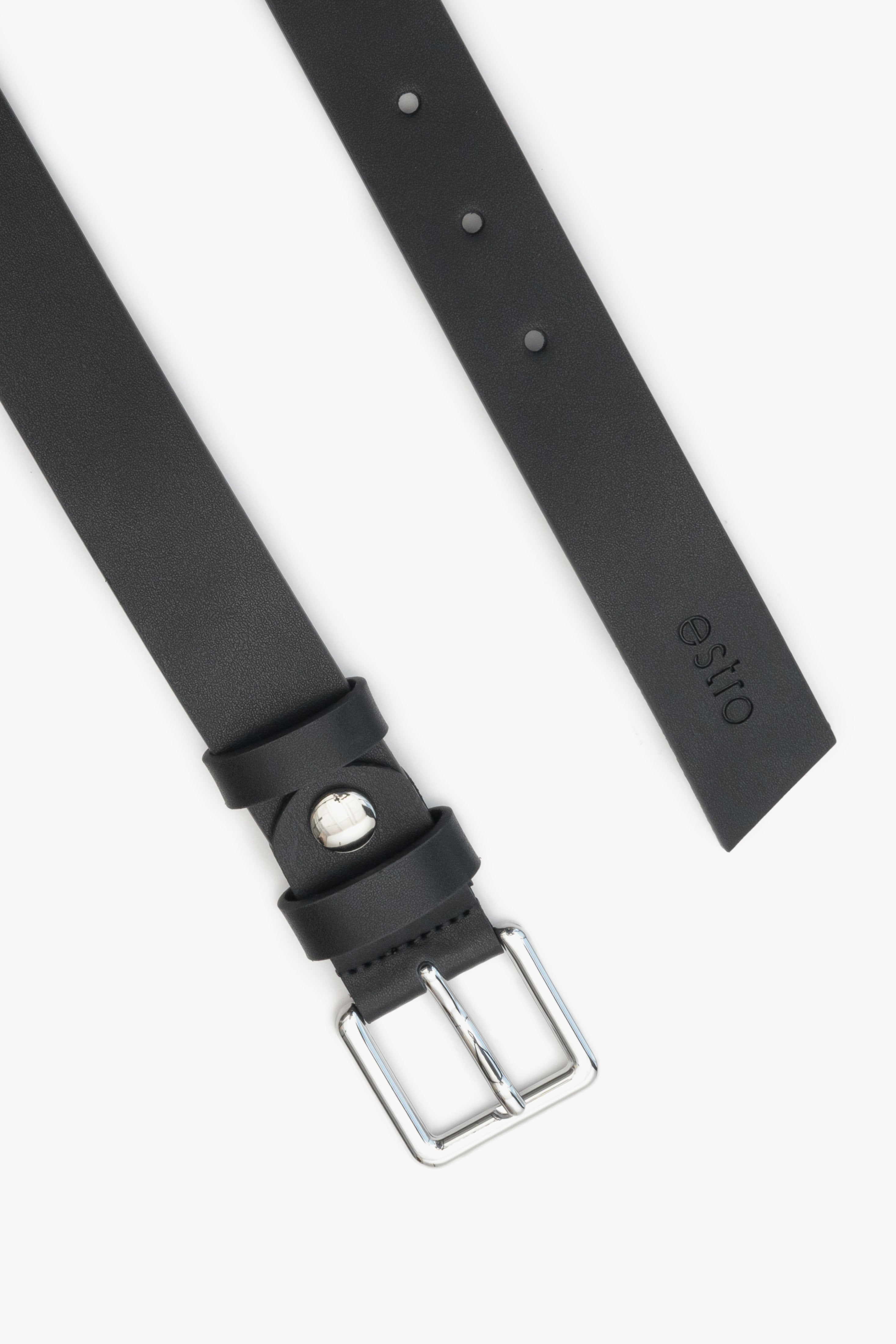 Black women's belt with a silver buckle Estro.