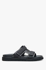 Men's Black Leather Flip-Flops with a Flexible Sole Estro ER00113412.