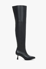 Women's Black Leather Low-Heeled Boots with an Elastic Upper Estro ER00114207