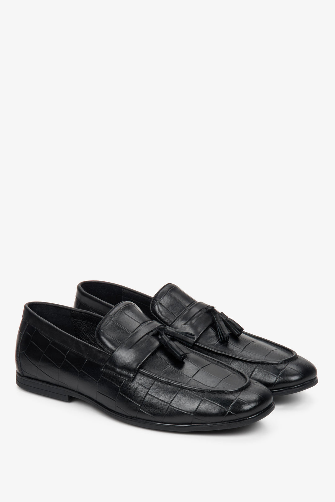 Men's Black Loafers made of Genuine Leather Estro ER00109297.