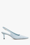 Women's Light Blue Velour Slingback Pumps with a Low Heel Estro ER00117229.