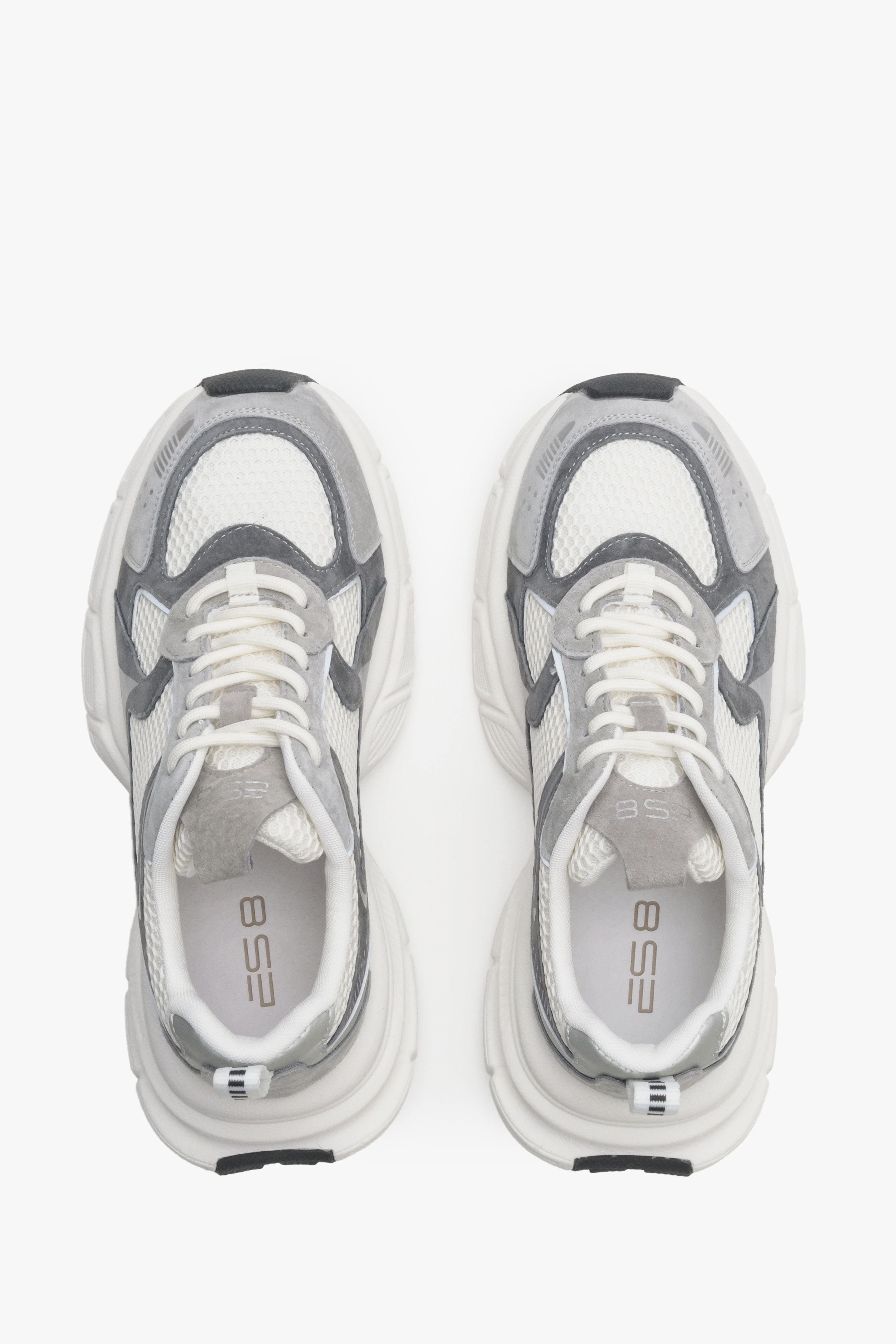 Women's grey ES8 sneakers - top view presentation of the model.