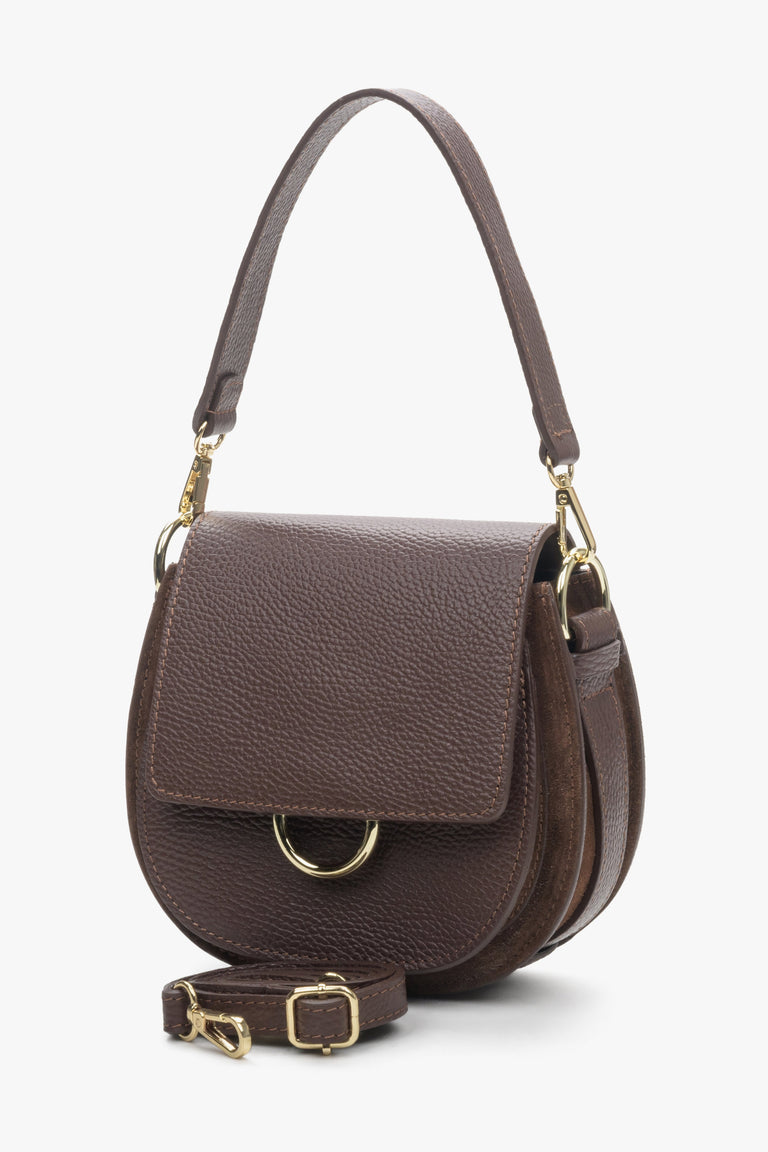 Italian Leather Small Saddle Brown Crossbody Bag Estro ER00114083