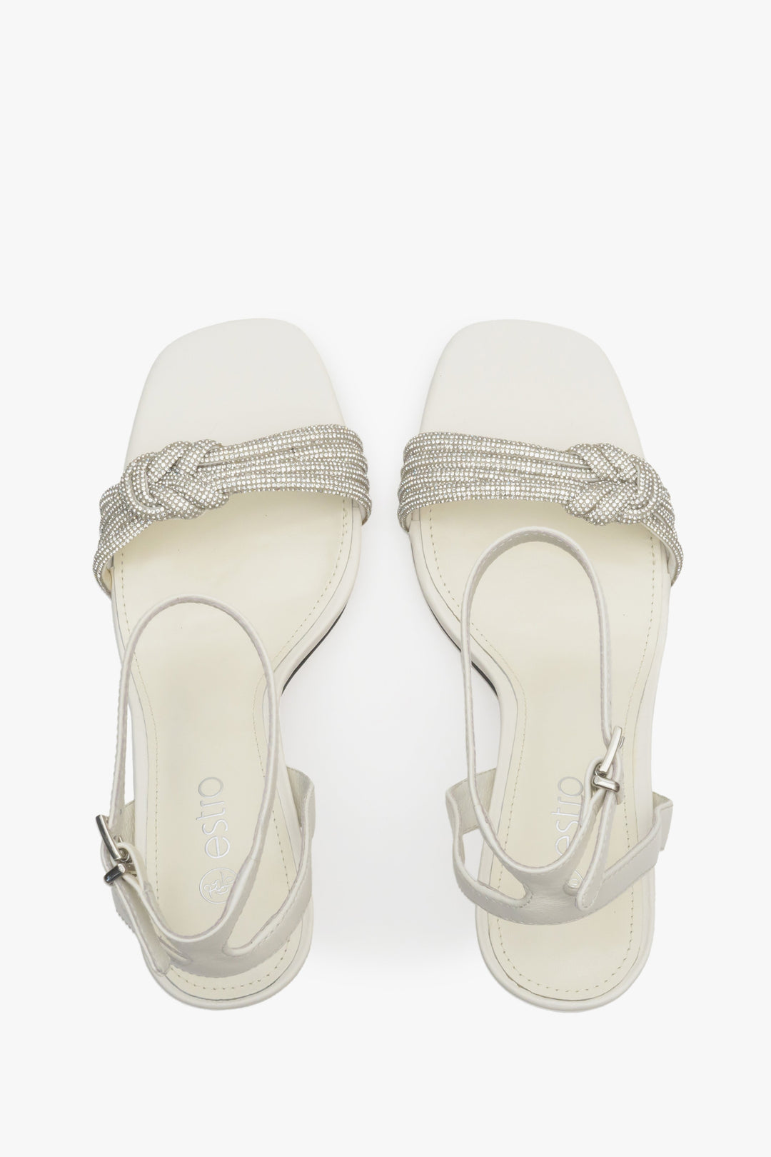 Women's light beige stiletto heel sandals - presentation form above.