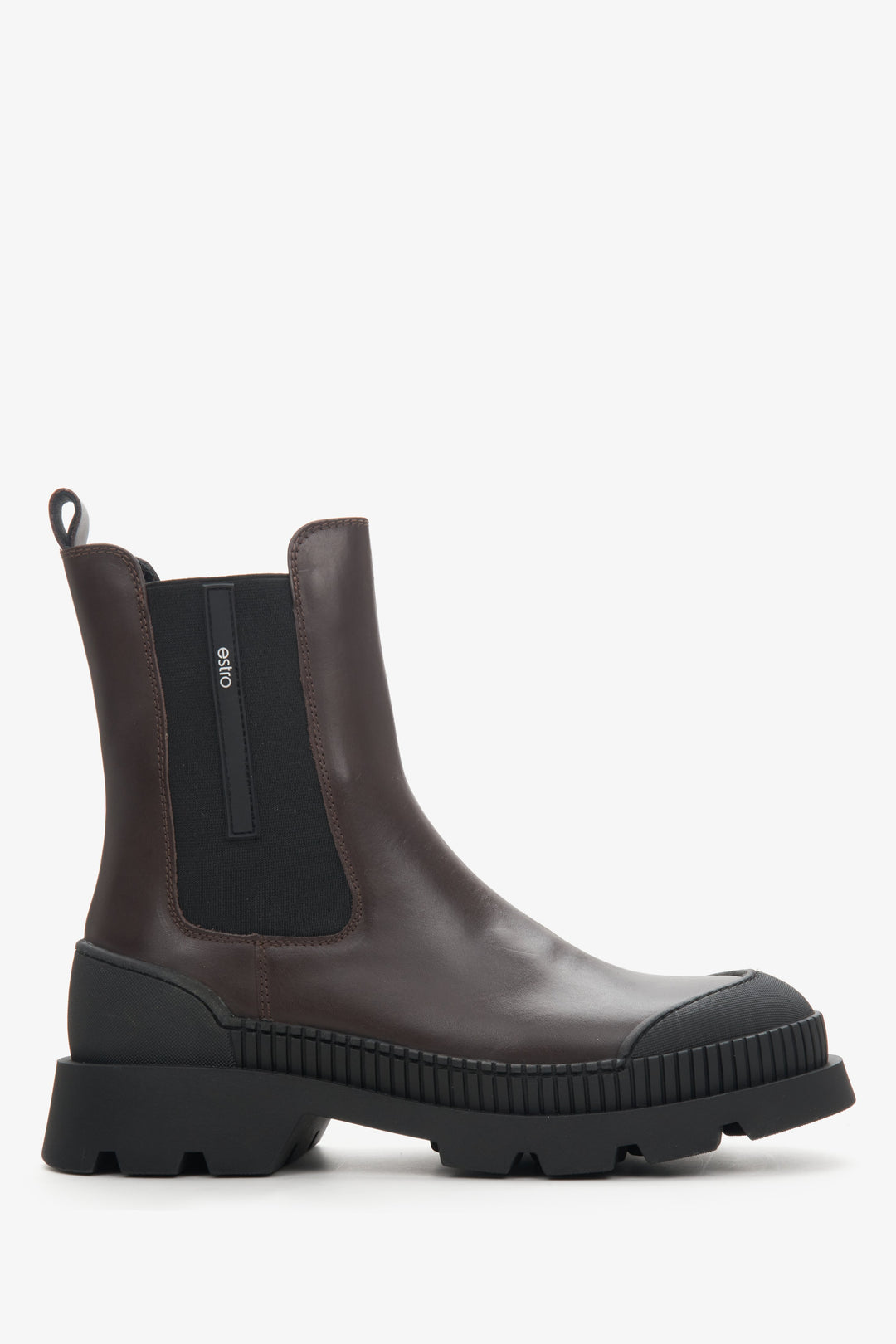 Women's Brown & Black Chelsea Boots made of Genuine Leather Estro ER00113304.