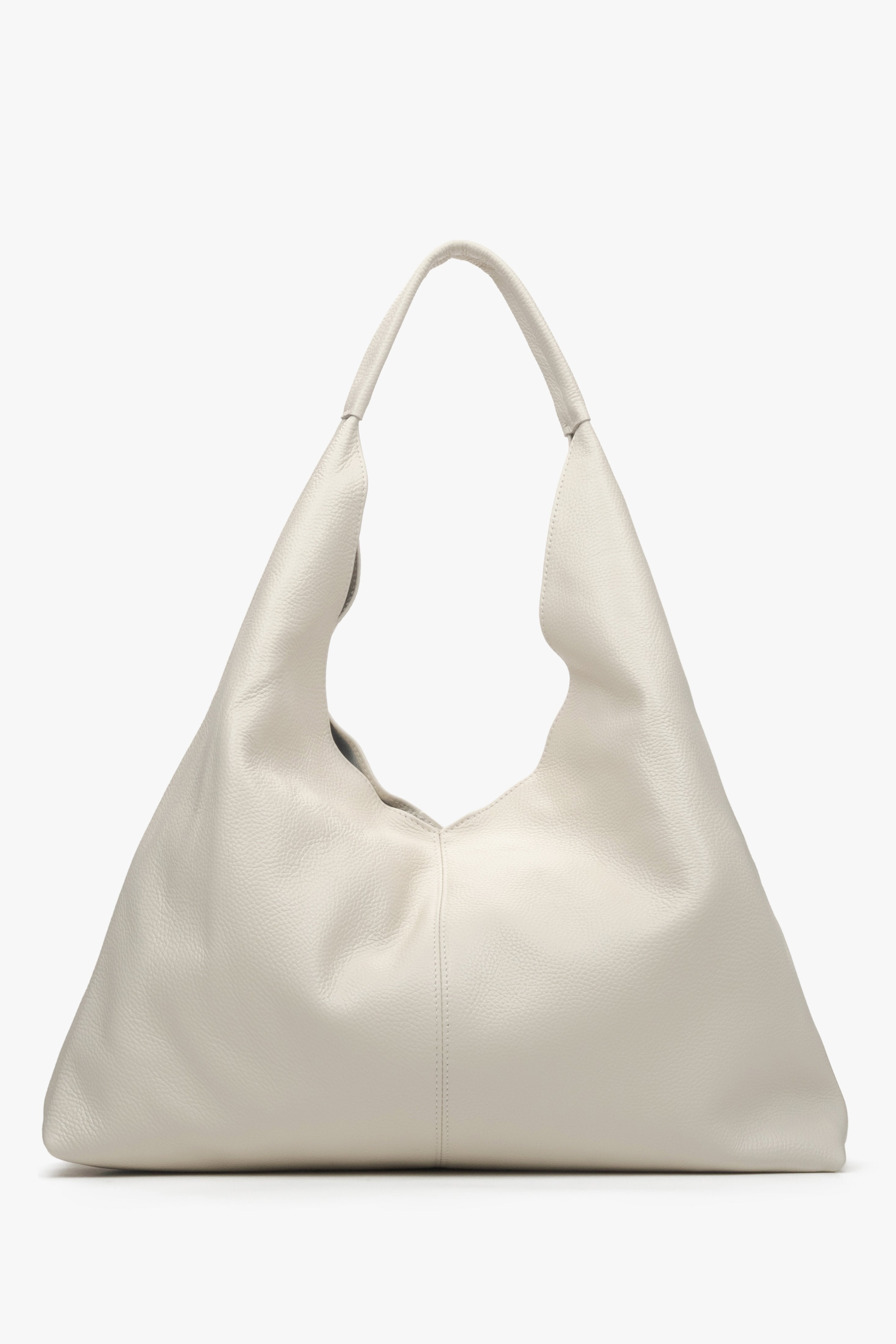 Women's Cream Beige Hobo Bag made with Premium Italian Leather Estro ER00115412