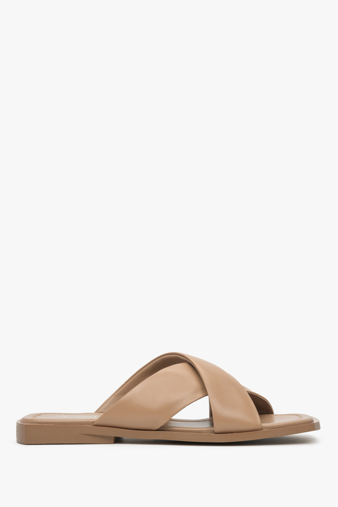 Women's Light Brown Slide Sandals made of Genuine Leather Estro ER00113393
