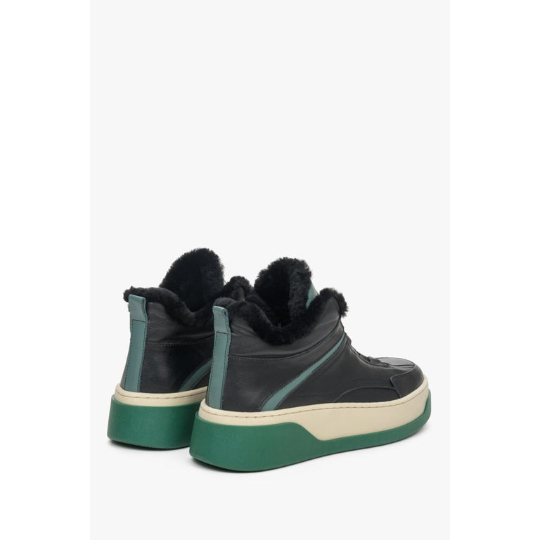 Winter women's sneakers made from genuine leather with insulation from natural fur by Estro.