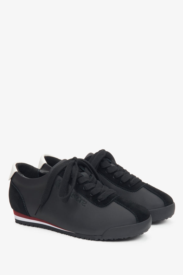 Black women's sneakers made of genuine leather and velour Estro.