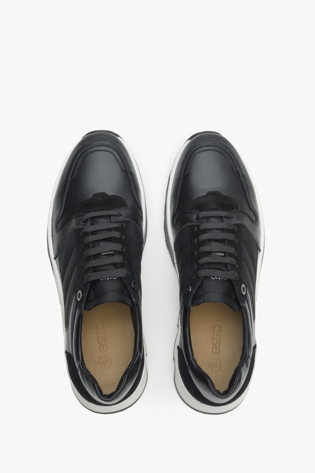 Men's sneakers made of velour and genuine leather by Estro - top view presentation of the model.