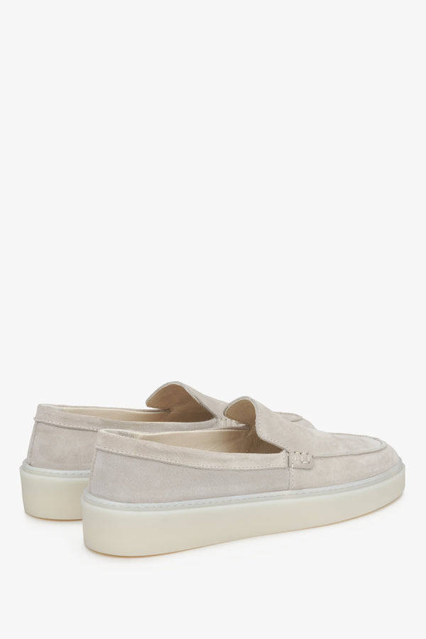 Women's light beige velour slip-on loafers Estro.