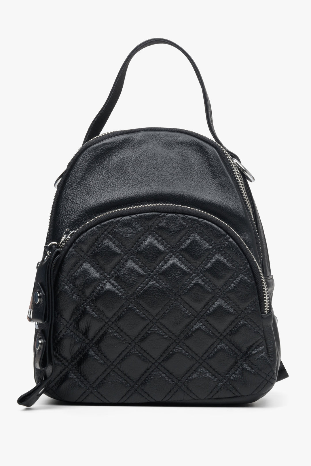 Small Urban Women's Backpack made of Genuine Leather in Black Estro ER00113716.