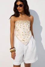 Beige and gold Estro neckerchief.
