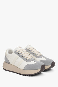 Women's beige and grey low-top sneakers, model ES8 (ER00116894), made with a combination of velour and leather.