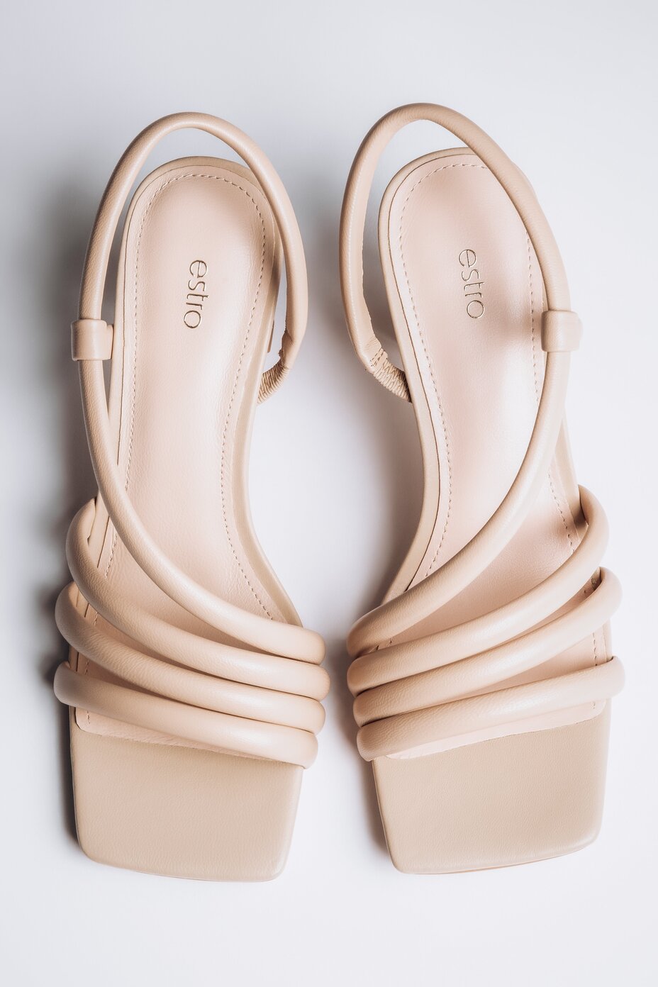 Women's Beige Heeled Strappy Sandals Estro ER00117095.