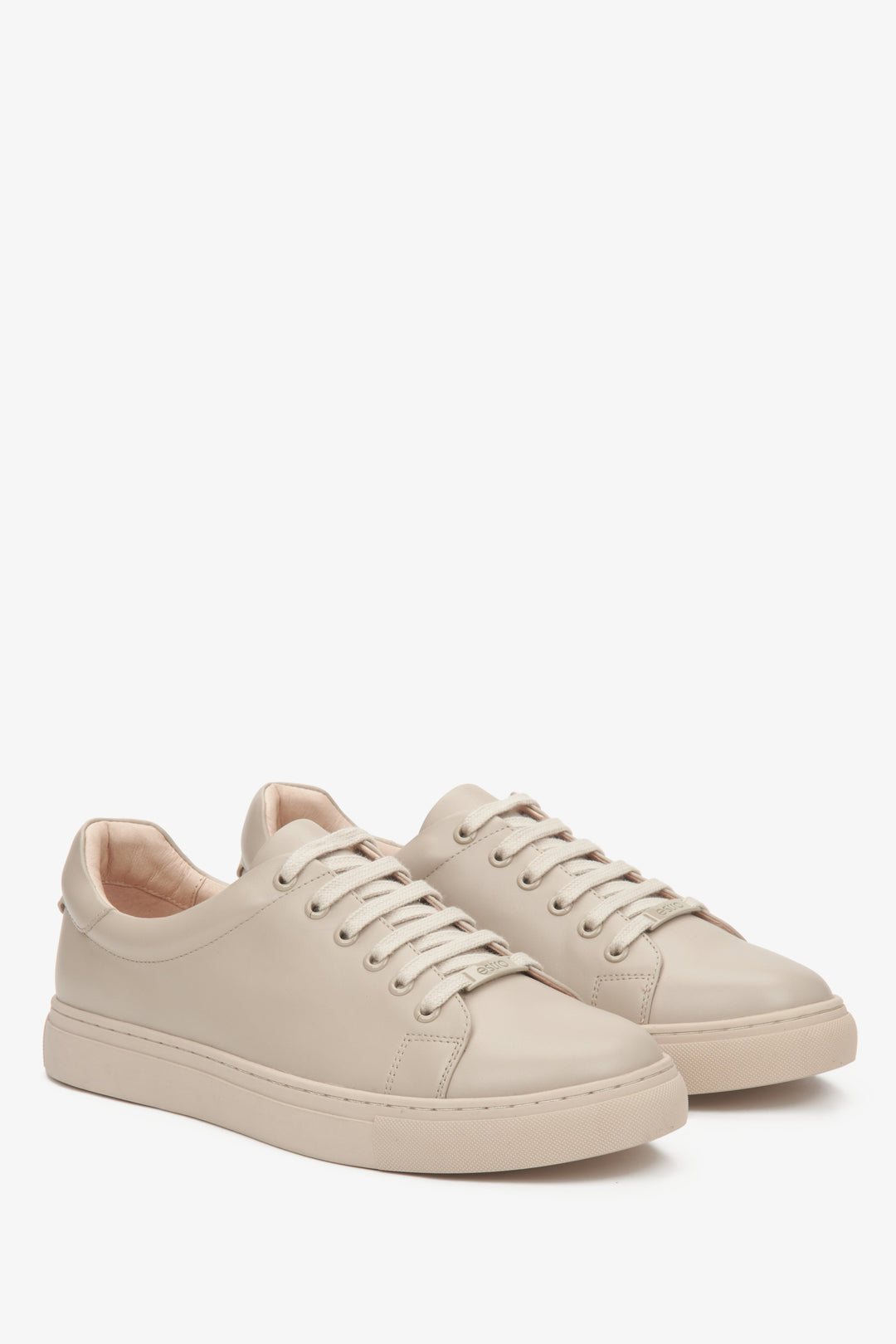 Beige Low-Top Sneakers for Women Crafted from Leather by Estro