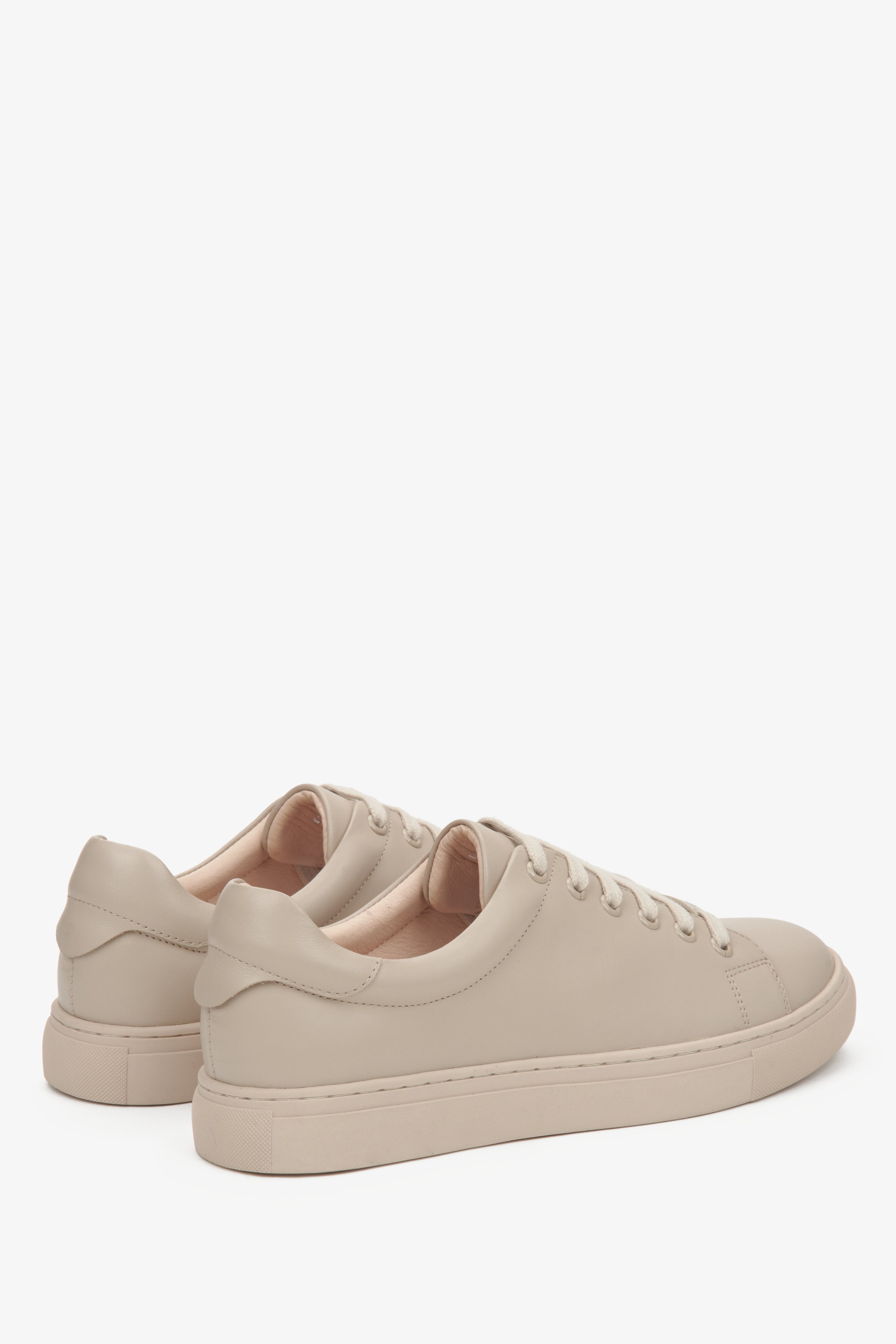 Stylish Beige Low-Top Leather Sneakers for Women by Estro