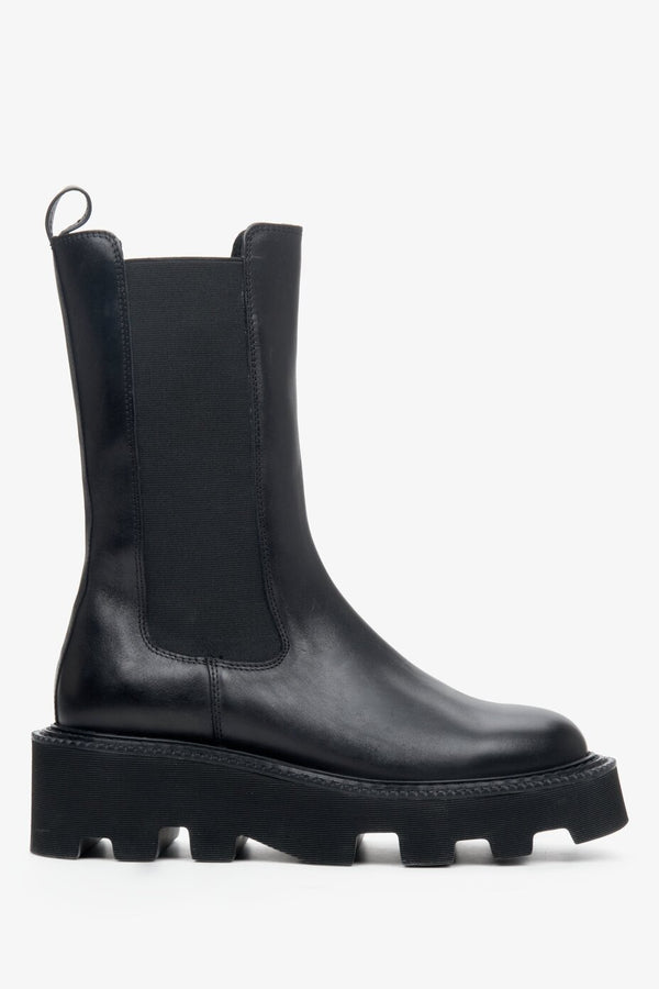 Women's high black boots for fall by Estro - shoe profile.