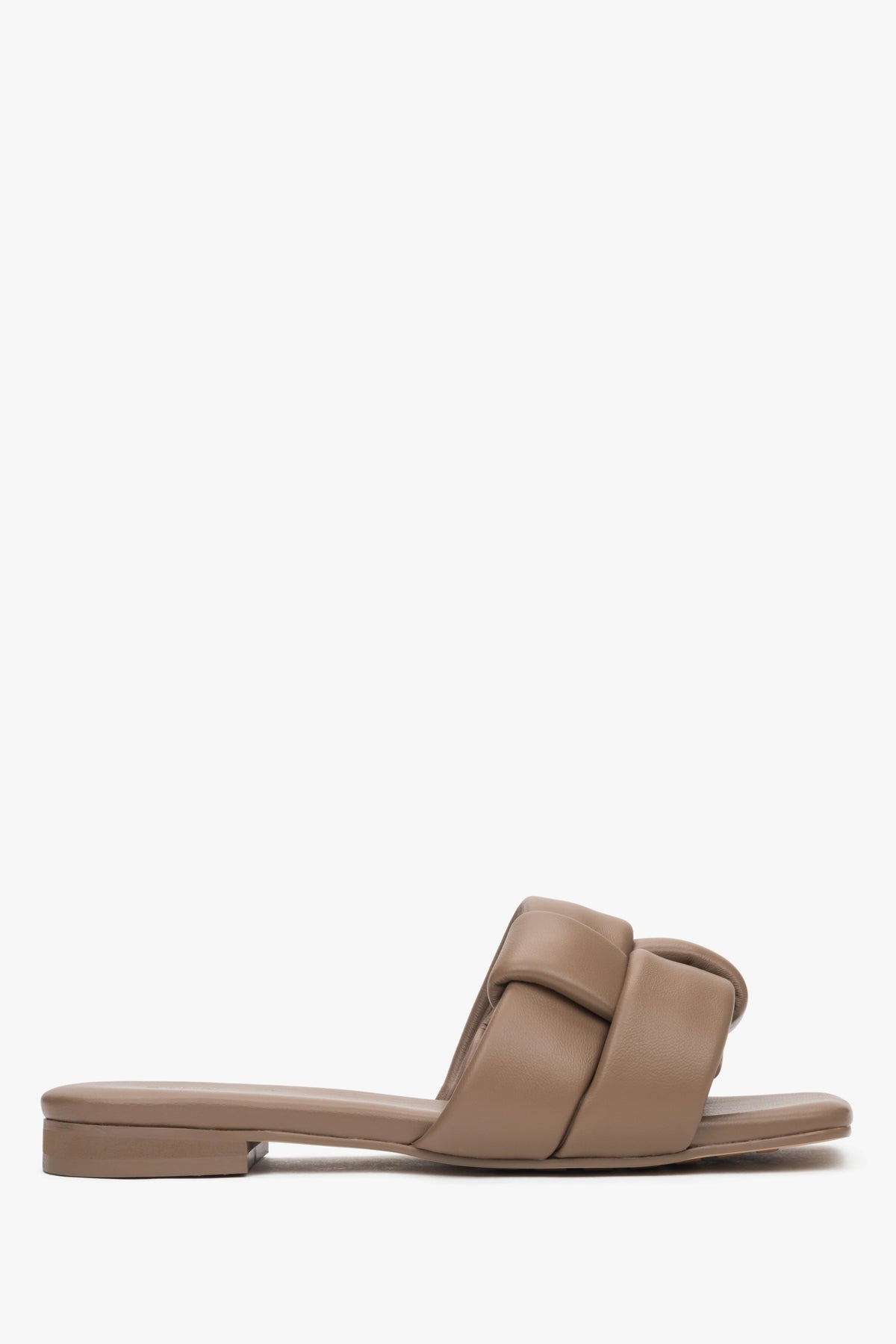 Women's Light Brown Slide Sandals made of Genuine Leather Estro ER00117094.