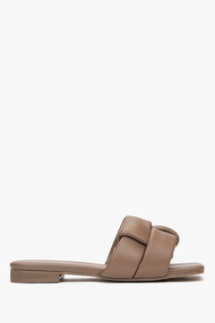 Women's Light Brown Slide Sandals made of Genuine Leather Estro ER00117094.