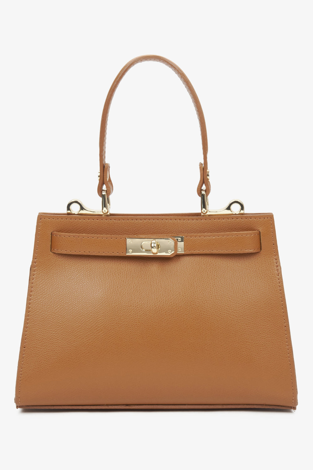 Light brown satchel handbag crafted from premium Italian genuine leather by Estro.