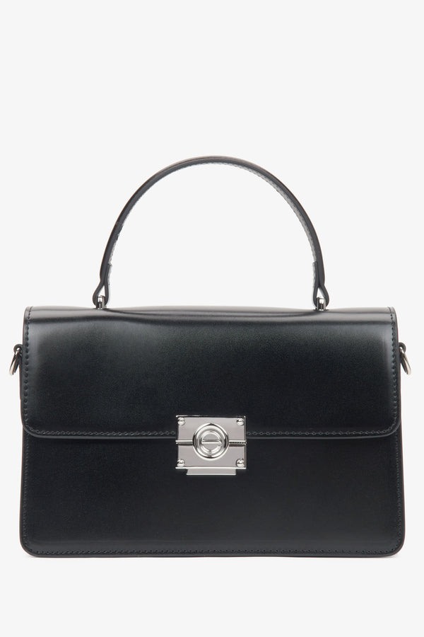 Black handbag with silver hardware sale