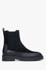 Women's Black Chelsea Boots Made of Italian Velours and Premium Genuine Leather Estro ER00118129.