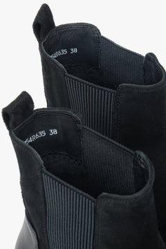 Women's Chelsea boots in black, constructed from premium leather and Italian velours.