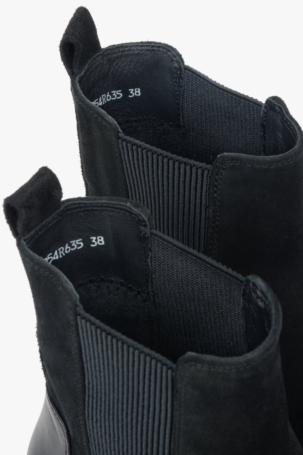 Women's Chelsea boots in black, constructed from premium leather and Italian velours.