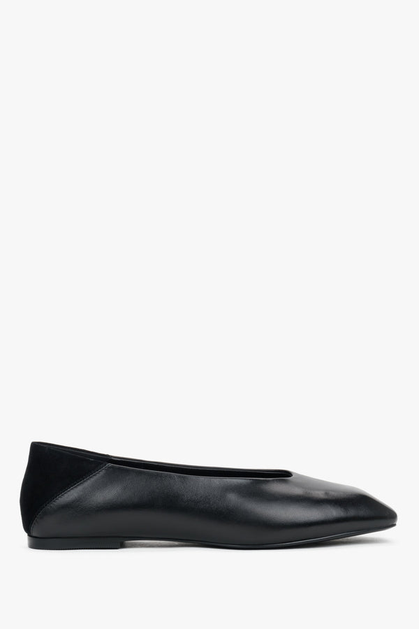 A minimalist low-cut upper in deep black – quiet luxury elegance on a flat sole.