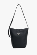 Women's Black Bucket Bag made of Genuine Leather with a Shoulder Strap Estro ER00118908.