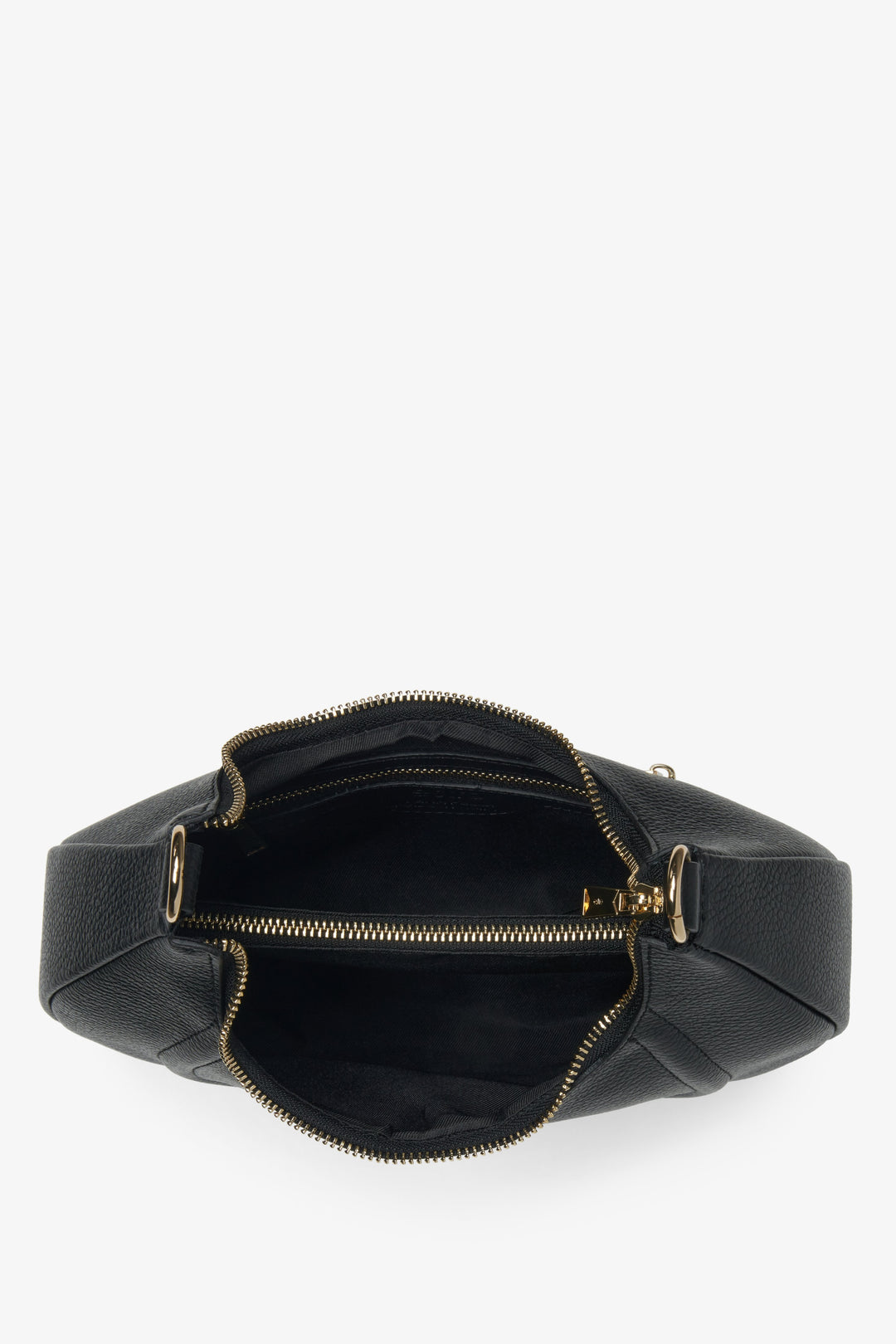 Stylish black crescent-shaped shoulder bag made of high-quality Italian leather Estro.