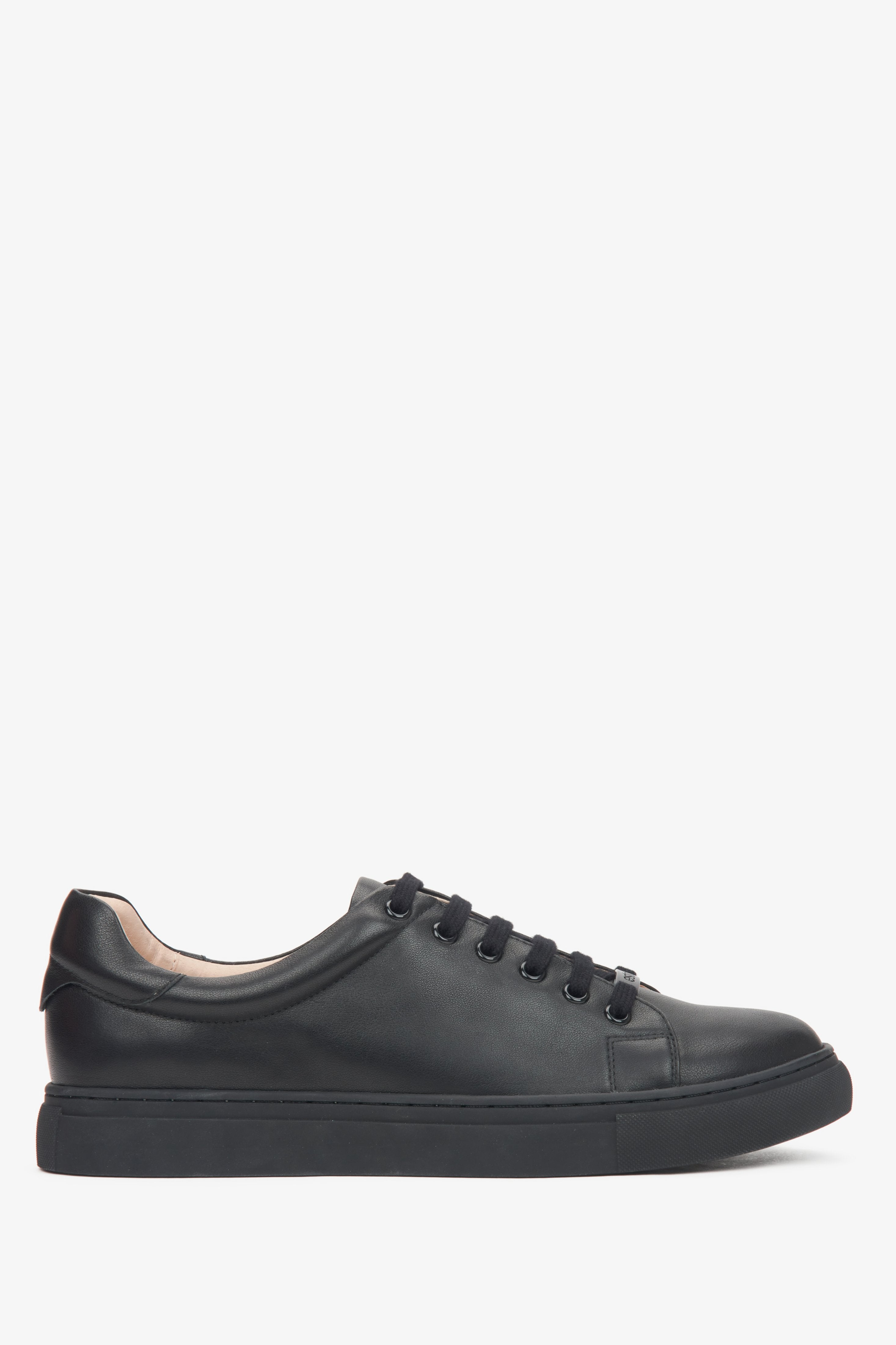 Women's Black Leather Low-Top Sneakers by Estro