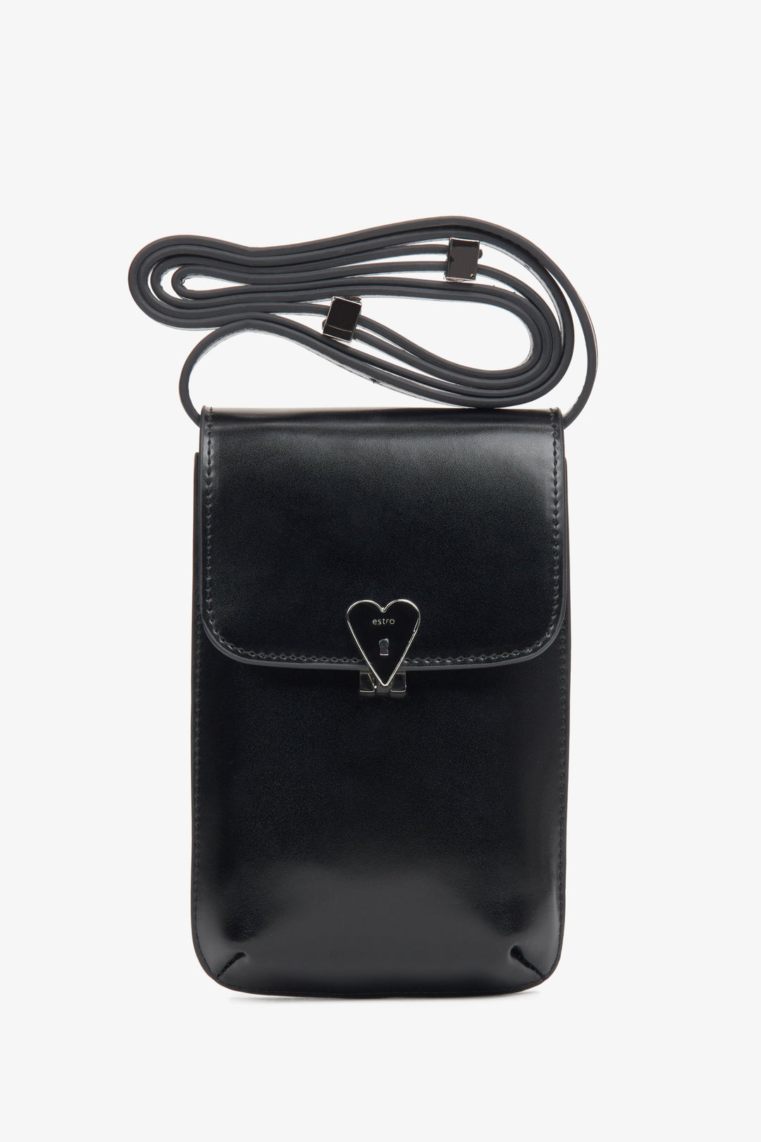 Women's Black Leather Phone Pouch by Estro.