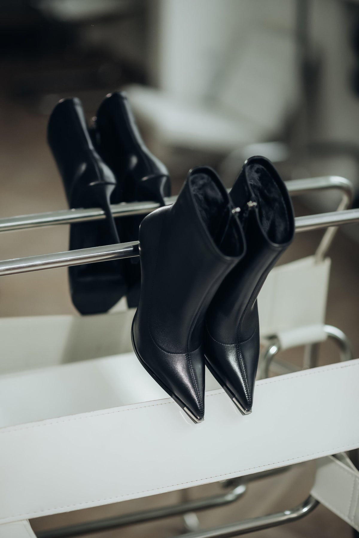 Black Stiletto Ankle Boots for Women in Leather with an Elastic Shaft by Estro.