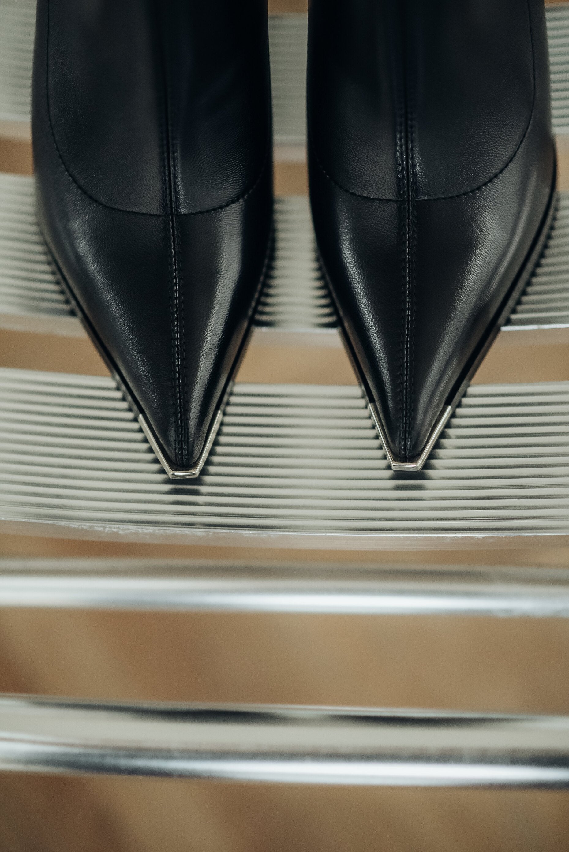 Black Stiletto Ankle Boots for Women in Leather with an Elastic Shaft by Estro.