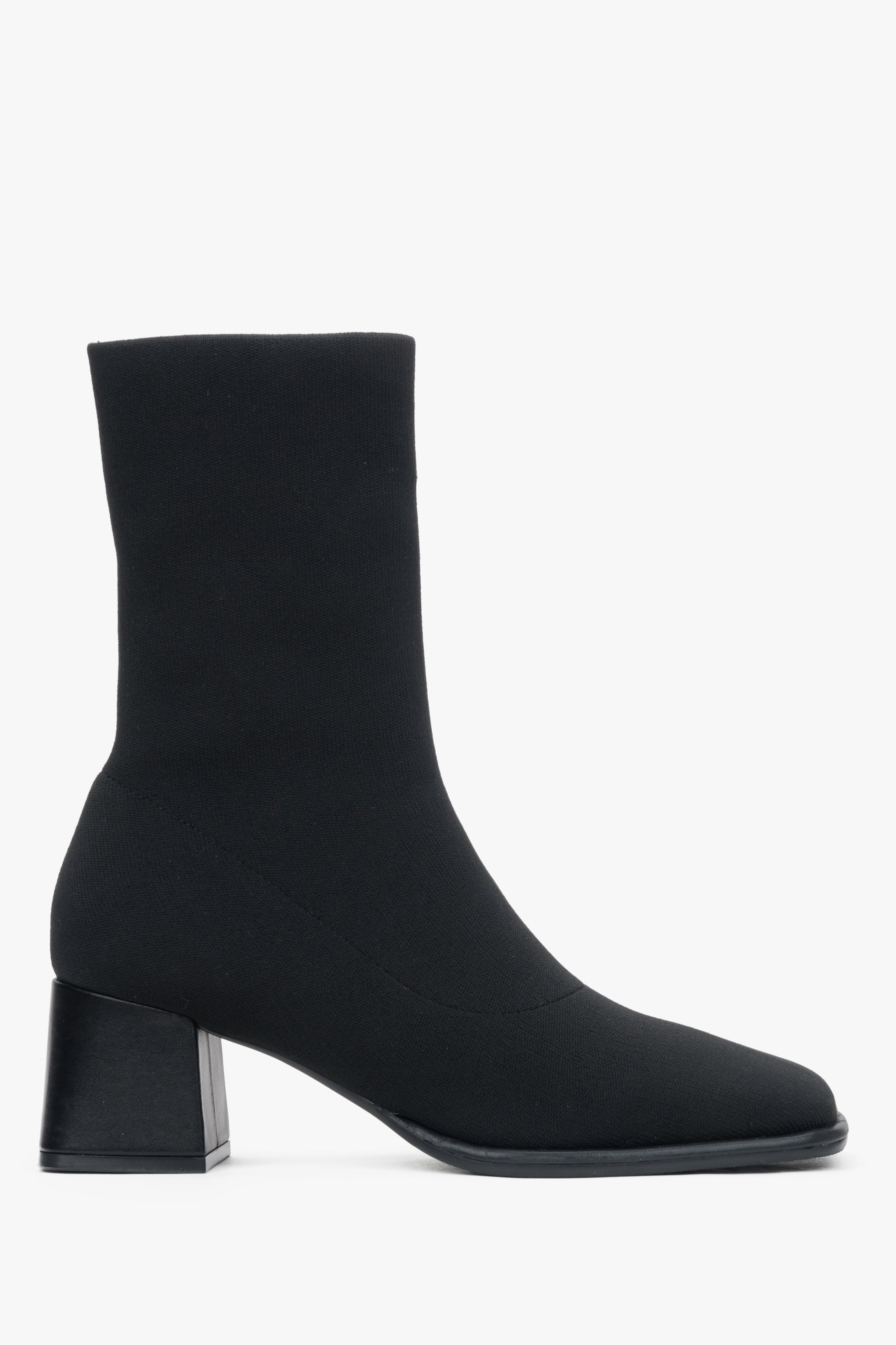 Women's Black Low-Heeled Ankle Boots with a Soft Shaft by Estro