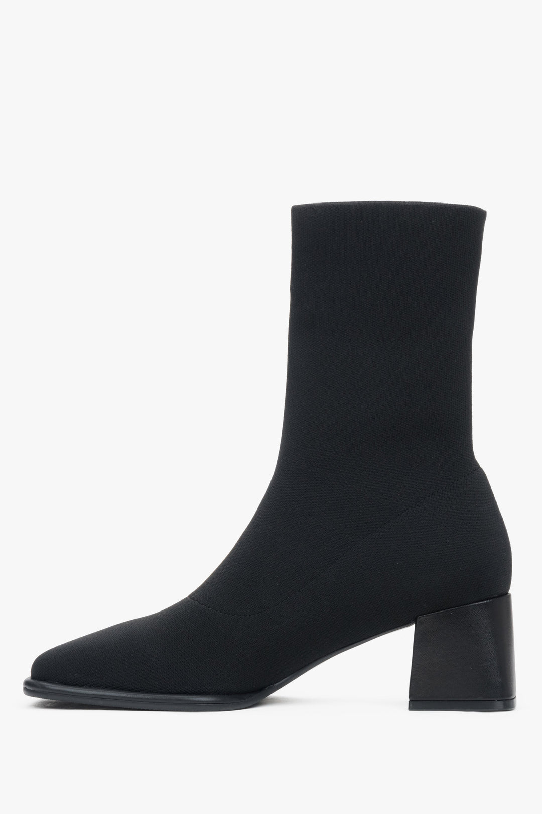 Estro Women's Black Ankle Boots with a Low Heel and Soft Shaft - shoe sideline.