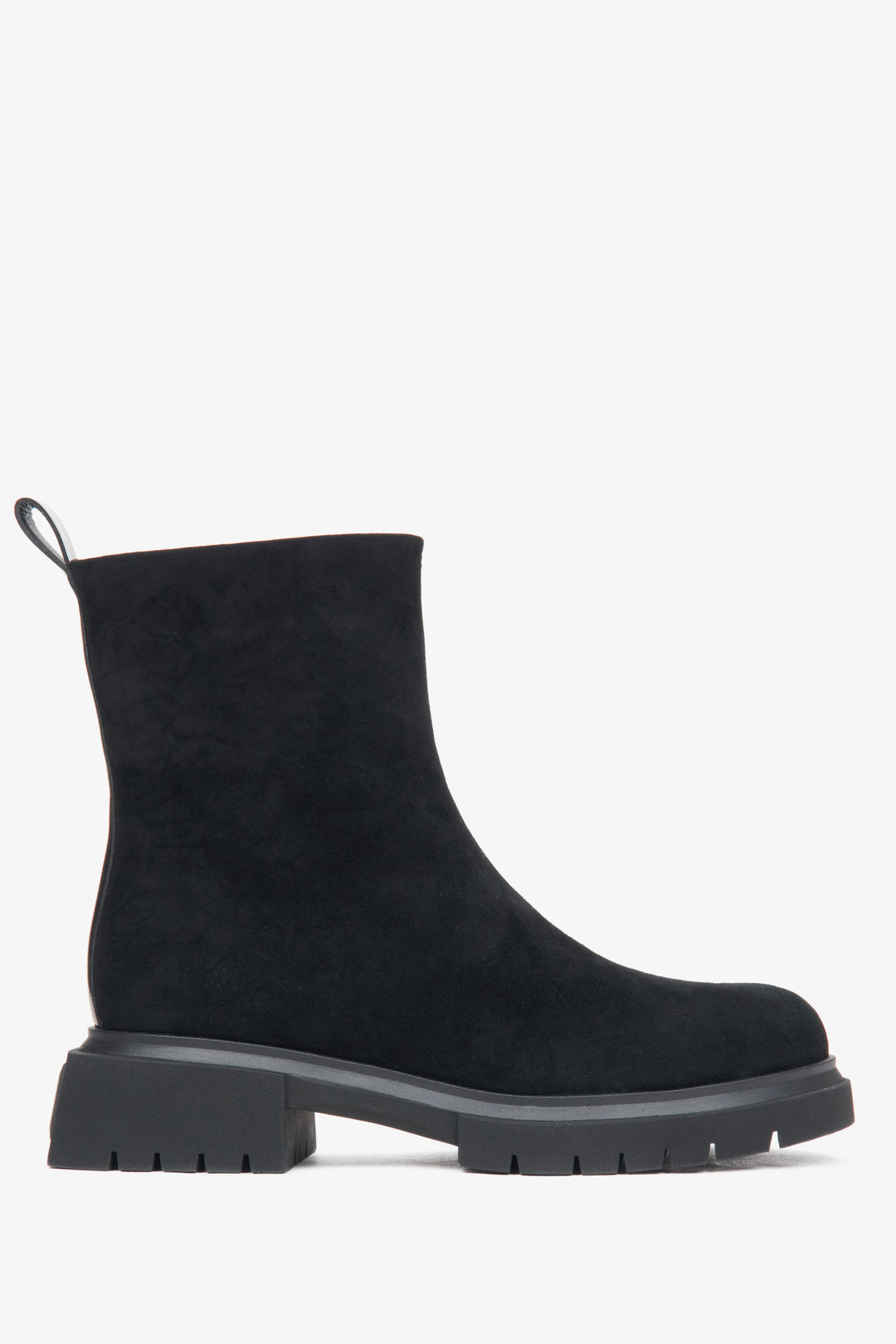 Women's Black Winter Ankle Boots Made of Genuine Velour with Wool Lining by Estro.