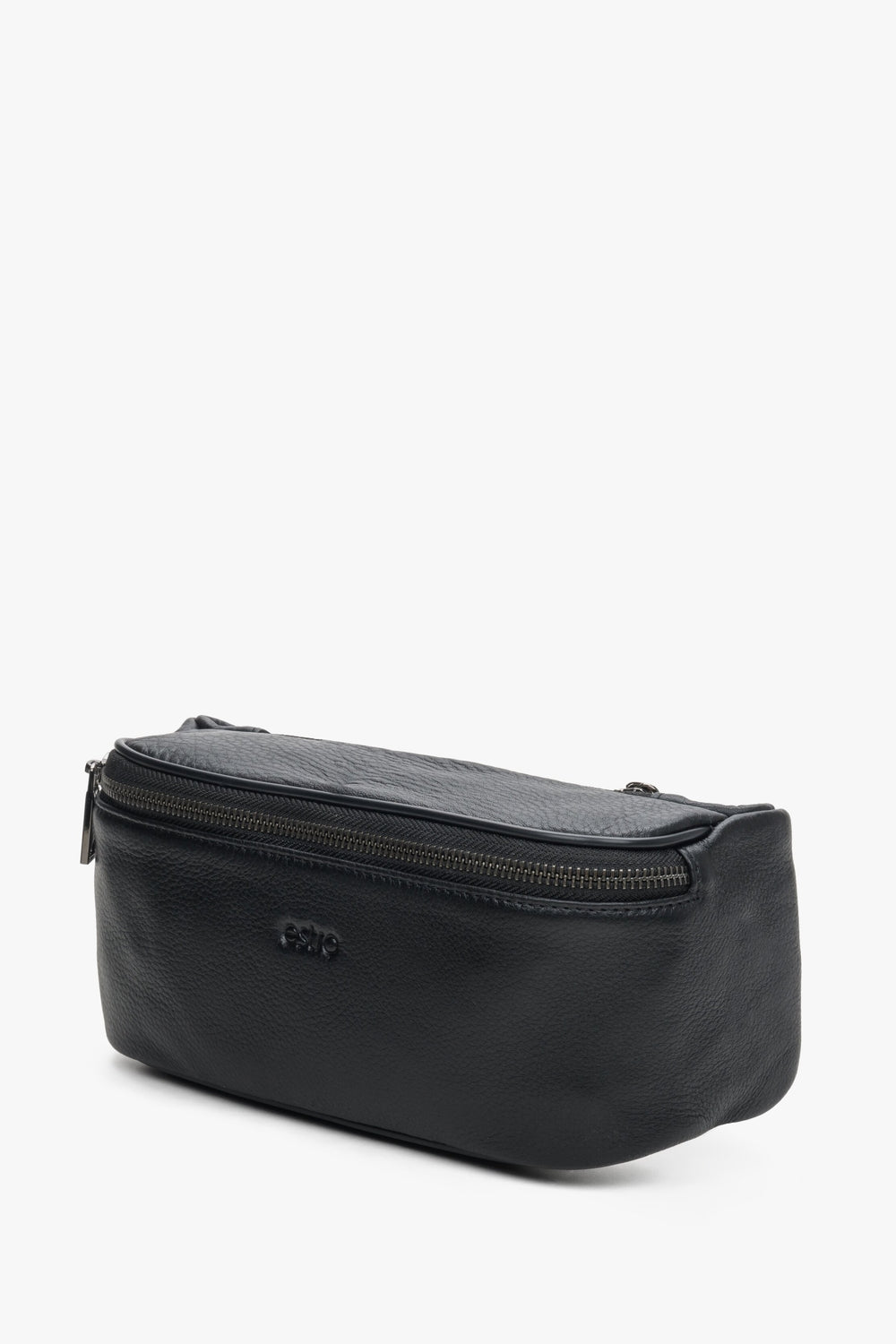 Men's Black Waist Bag made of Genuine Leather Estro ER00106848