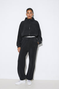 Women's Black Fleece Tracksuit Set Estro ER00118830.