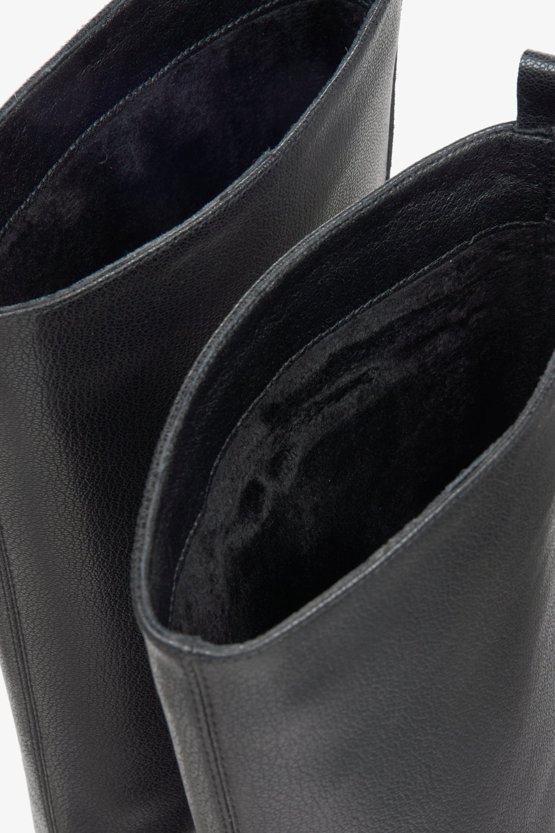 Genuine Leather Women's Wide-Calf Black Knee-High Boots - a close-up on the soft padding.